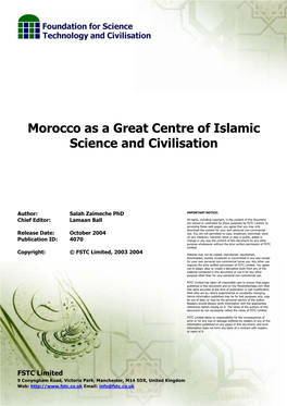 Morocco As a Great Centre of Islamic