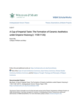 A Cup of Imperial Taste: the Formation of Ceramic Aesthetics Under Emperor Huizong (R