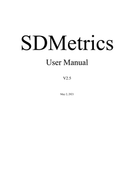 Sdmetrics User Manual