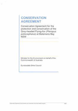 Conservation Agreement for the Protection and Conservation of the Grey-Headed Flying-Fox Page I Table of Contents
