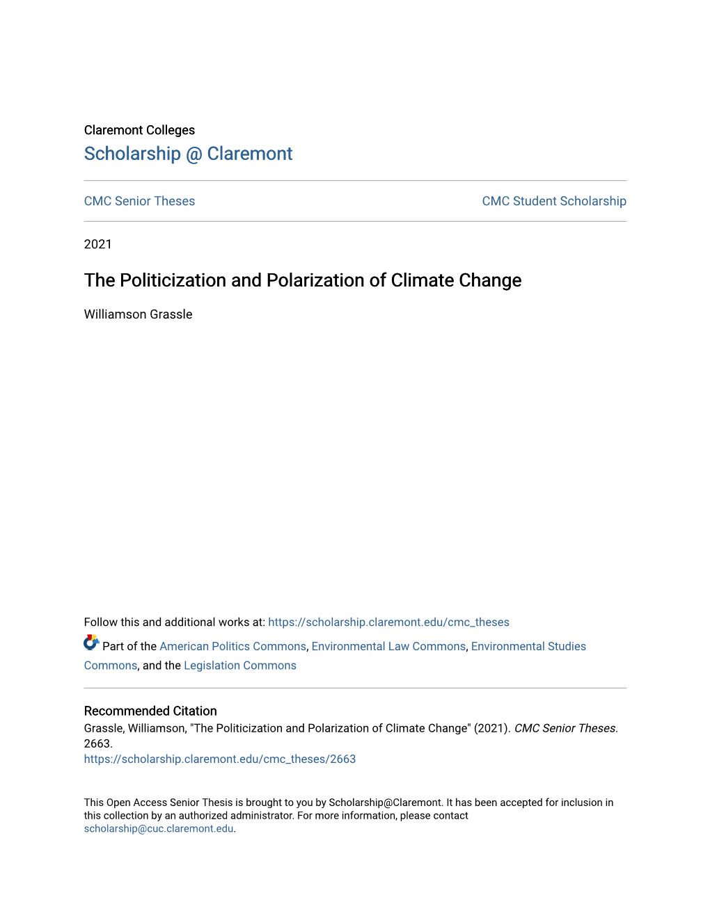 The Politicization and Polarization of Climate Change