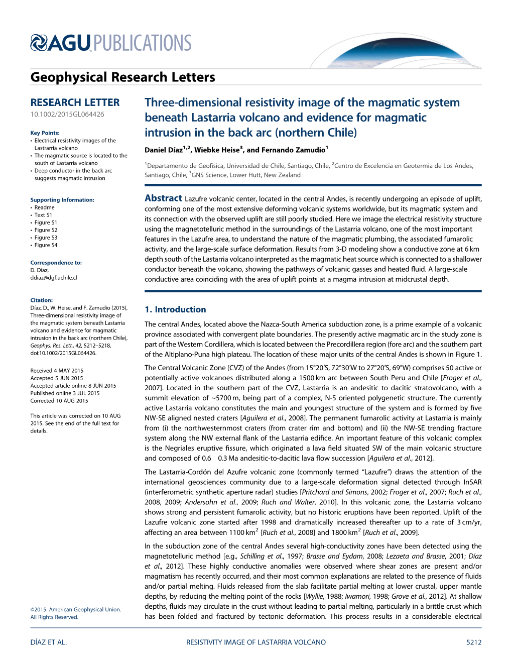 Three-Dimensional Resistivity Image of the Magmatic System Beneath