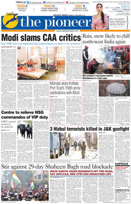 Modi Slams CAA Critics Rain, Snow Likely to Chill Says TMC Govt Not Implementing Central Schemes As There Is ‘No Cut Money’ North-West India Again