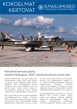 Kokoelmat Kertovat 4/2014: Hunterit Helsingissä - RAF:N Taitolentoryhmän Vierailu 1957