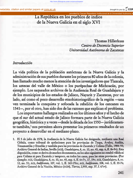 La República En Los Pueblos De Indios De La Nueva Galicia En El Siglo XVI