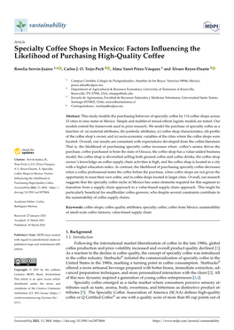 Specialty Coffee Shops in Mexico: Factors Influencing the Likelihood of Purchasing High-Quality Coffee