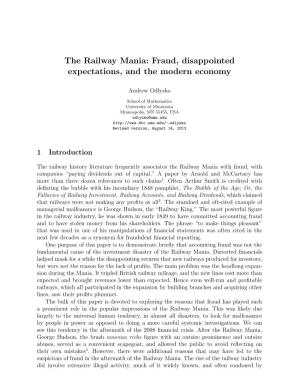 The Railway Mania: Fraud, Disappointed Expectations, and the Modern Economy