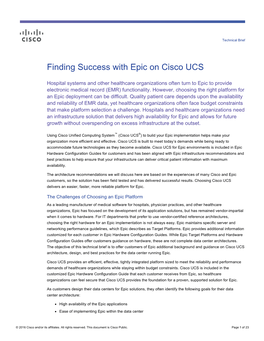 Epic on Cisco UCS Technical Brief