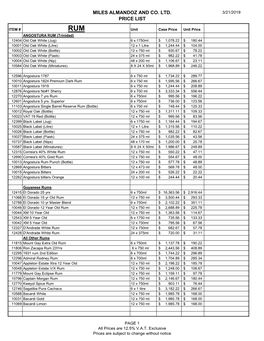 Miles Almandoz and Co. Ltd. Price List