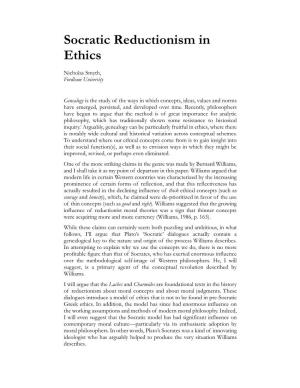 Socratic Reductionism in Ethics