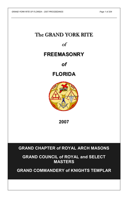 The GRAND YORK RITE FREEMASONRY of FLORIDA