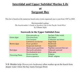 Marine Life List