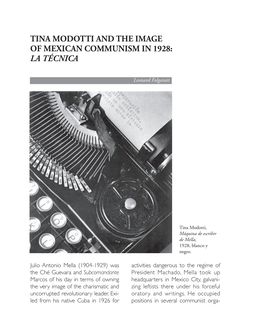 Tina Modotti and the Image of Mexican Communism in 1928: La Técnica