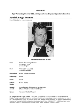 Patrick Leigh Fermor DSO, Intelligence Corps & Special Operations Executive