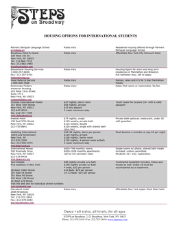 Housing Options for International Students