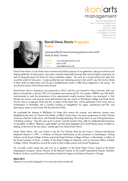 David Owen Norris Biography Biography Piano