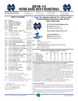 2010-11 Notre Dame Men's Basketball Notre Dame Combined Team Statistics (As of Feb 23, 2011) All Games