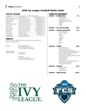 Ivyfootball 2018 Ivy League Football Media Guide