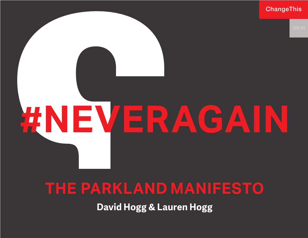 THE PARKLAND MANIFESTO David Hogg & Lauren Hogg 166.01