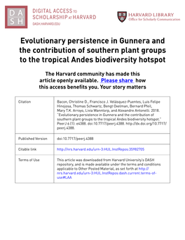 Evolutionary Persistence in Gunnera and the Contribution of Southern Plant Groups to the Tropical Andes Biodiversity Hotspot