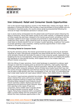 Iran Unbound: Retail and Consumer Goods Opportunities