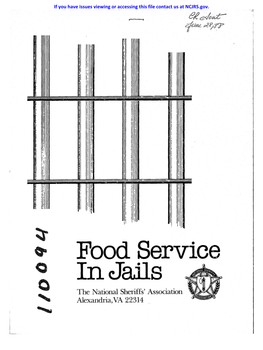 Food Service in Jails the National Sheriffs' Association Alexandria,VA 22314 ------L I