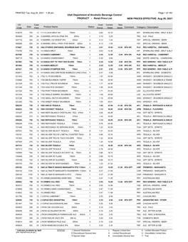 Utah Department of Alcoholic Beverage Control PRODUCT - Retail Price List NEW PRICES EFFECTIVE: Aug 29, 2021