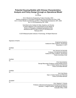 Potential Housing Bubble with Chinese Characteristics: Analysis and Policy Design Through an Operational Model by Xin Zhang