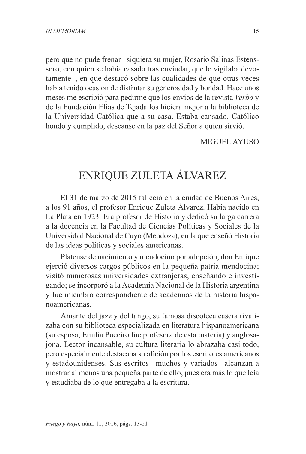 IN MEMORIAM. Enrique Zuleta Álvarez