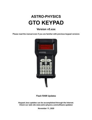 GTO Keypad Manual, V5.001
