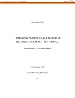 Nuremberg: Procedural Due Process at the International Military Tribunal
