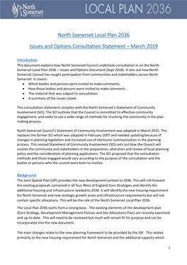 North Somerset Local Plan 2036 Issues and Options Consultation Statement – March 2019
