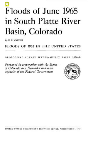 Floods of June 1965 in South Platte River Basin, Colorado