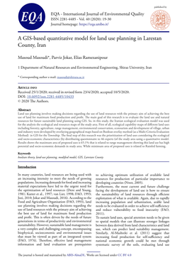 A GIS-Based Quantitative Model for Land Use Planning in Larestan County, Iran