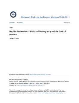 Nephi's Descendants? Historical Demography and the Book of Mormon