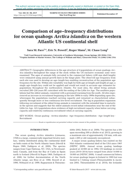 Comparison of Age-Frequency Distributions for Ocean Quahogs