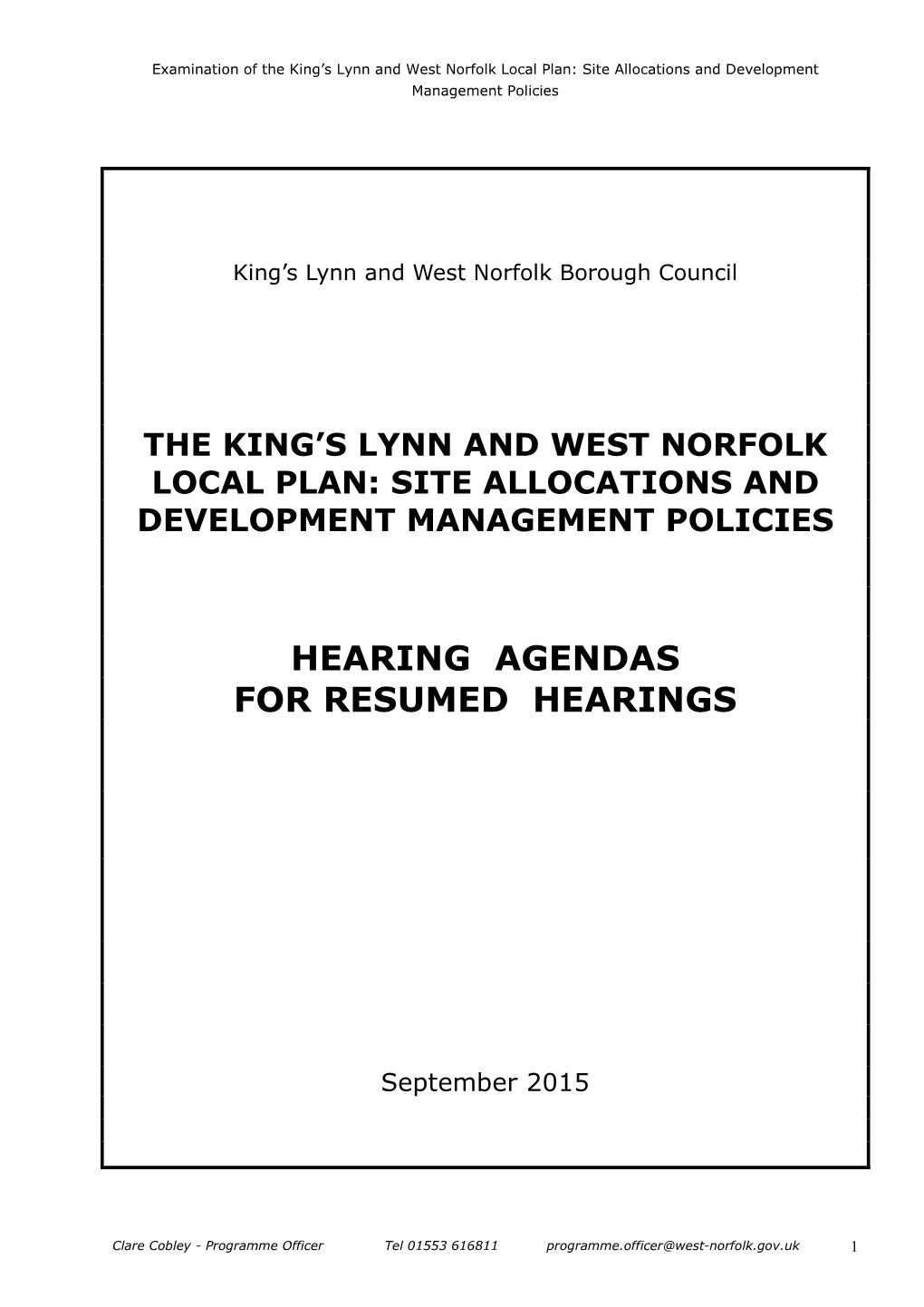 The King's Lynn and West Norfolk Local Plan