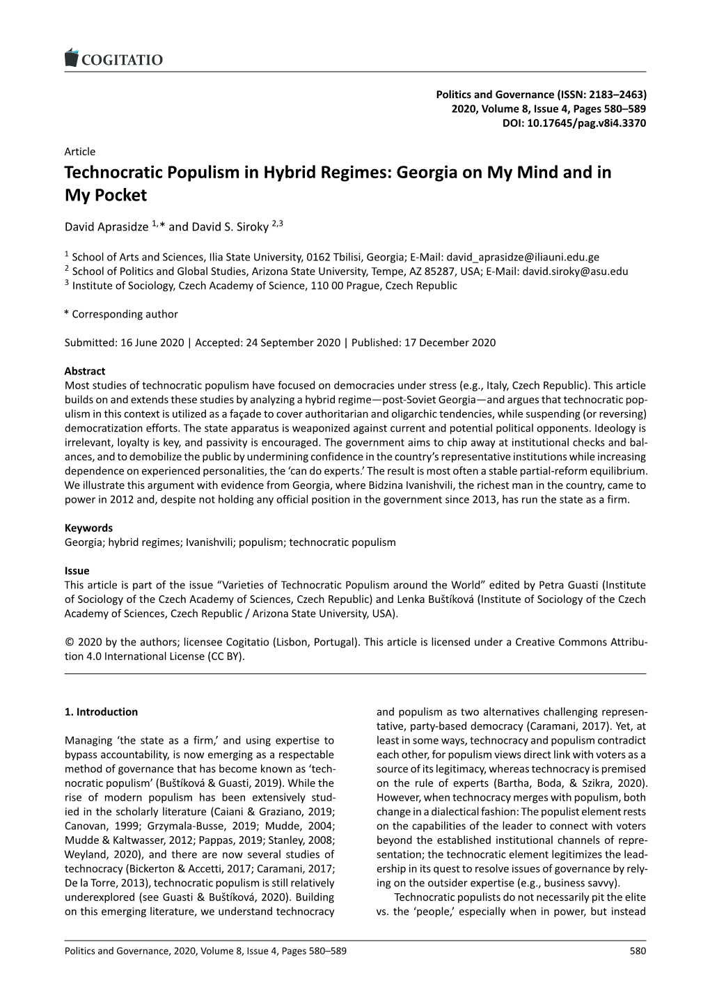 Technocratic Populism in Hybrid Regimes: Georgia on My Mind and in My Pocket