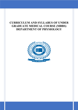 MBBS Physiology Syllabus