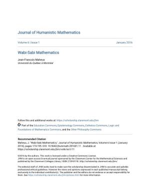 Wabi-Sabi Mathematics