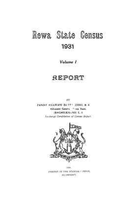 Rewa State Census, Volume-1