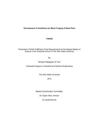 Development of Guidelines for Warm Forging of Steel Parts