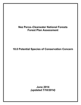 18.0 Potential Species of Conservation Concern