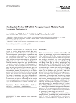 Dinoflagellate Nuclear SSU Rrna Phylogeny Suggests Multiple Plastid Losses and Replacements