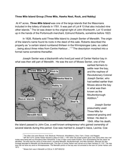 Three Mile Island Group (Three Mile, Hawks Nest, Rock, and Nabby)