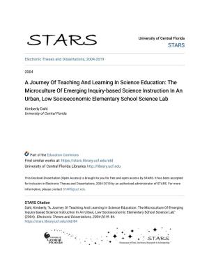 A Journey of Teaching and Learning in Science Education