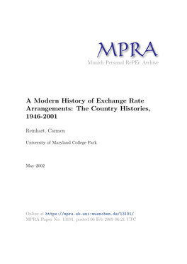A Modern History of Exchange Rate Arrangements: the Country Histories, 1946-2001
