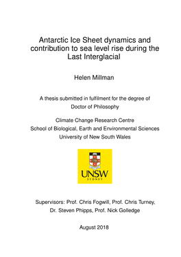 Antarctic Ice Sheet Dynamics and Contribution to Sea Level Rise During the Last Interglacial