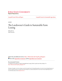 The Landowner's Guide to Sustainable Farm Leasing Edward Cox Drake University