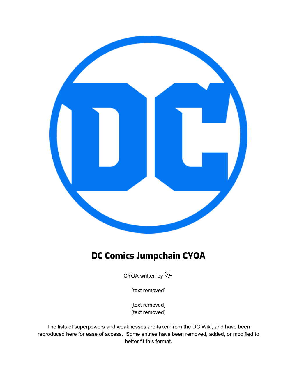 DC Comics Jumpchain CYOA